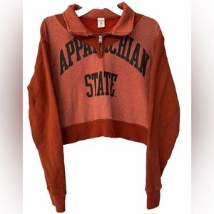 REDONE Orange Upcycled Appalachian State Sweatshirt Crop Half Zip Size XS/S